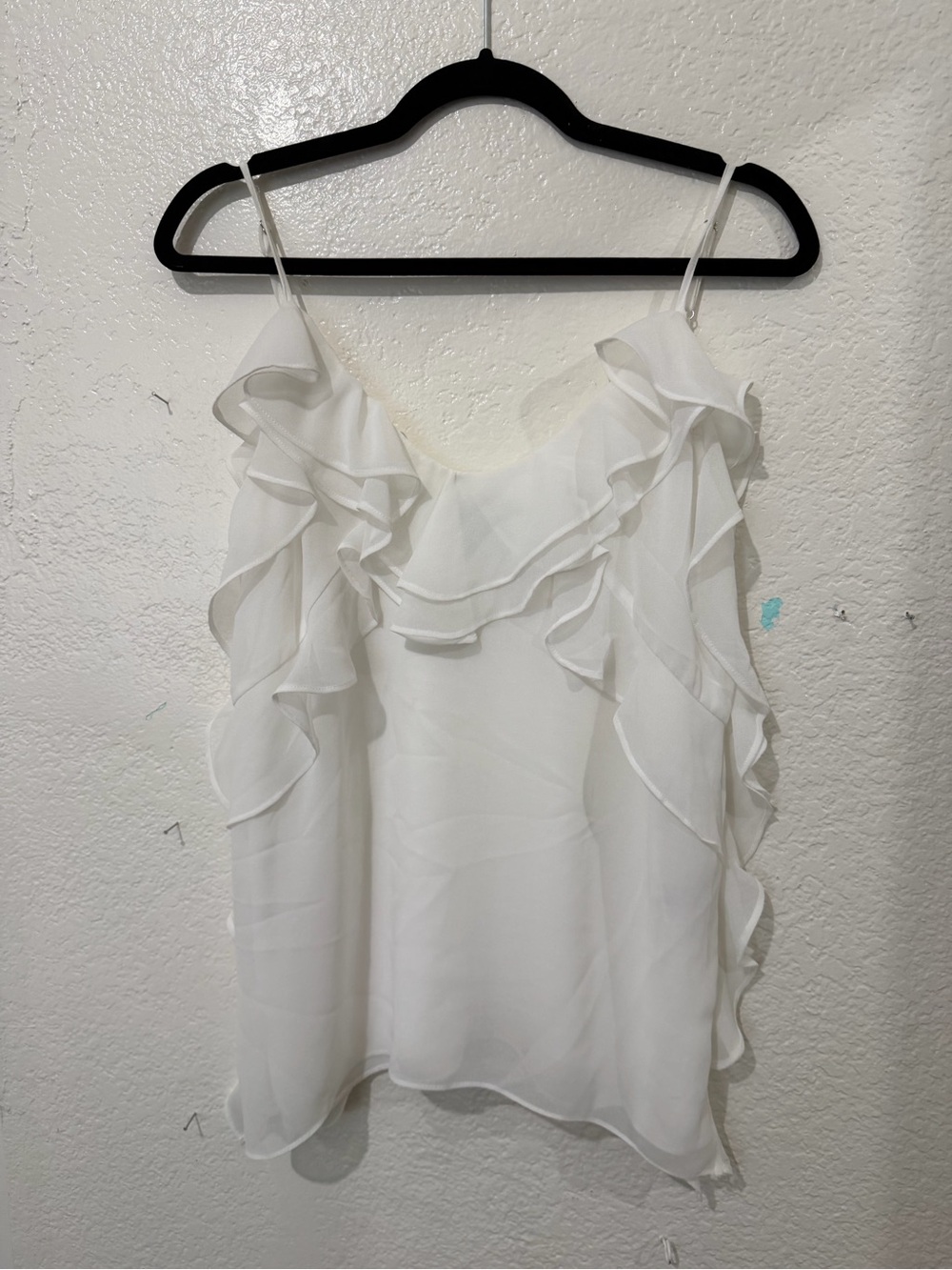 Rachel Zoe White Ruffled Spaghetti Strap Camisole